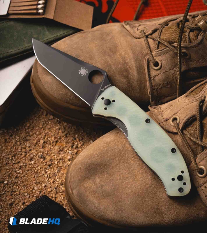 Spyderco Tenacious Liner Lock Knife Natural G-10 Tanto (3.5" Black) C122GPTBK